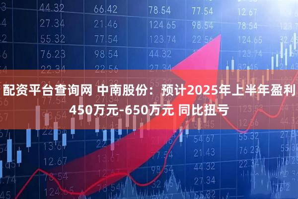 配资平台查询网 中南股份：预计2025年上半年盈利450万元-650万元 同比扭亏